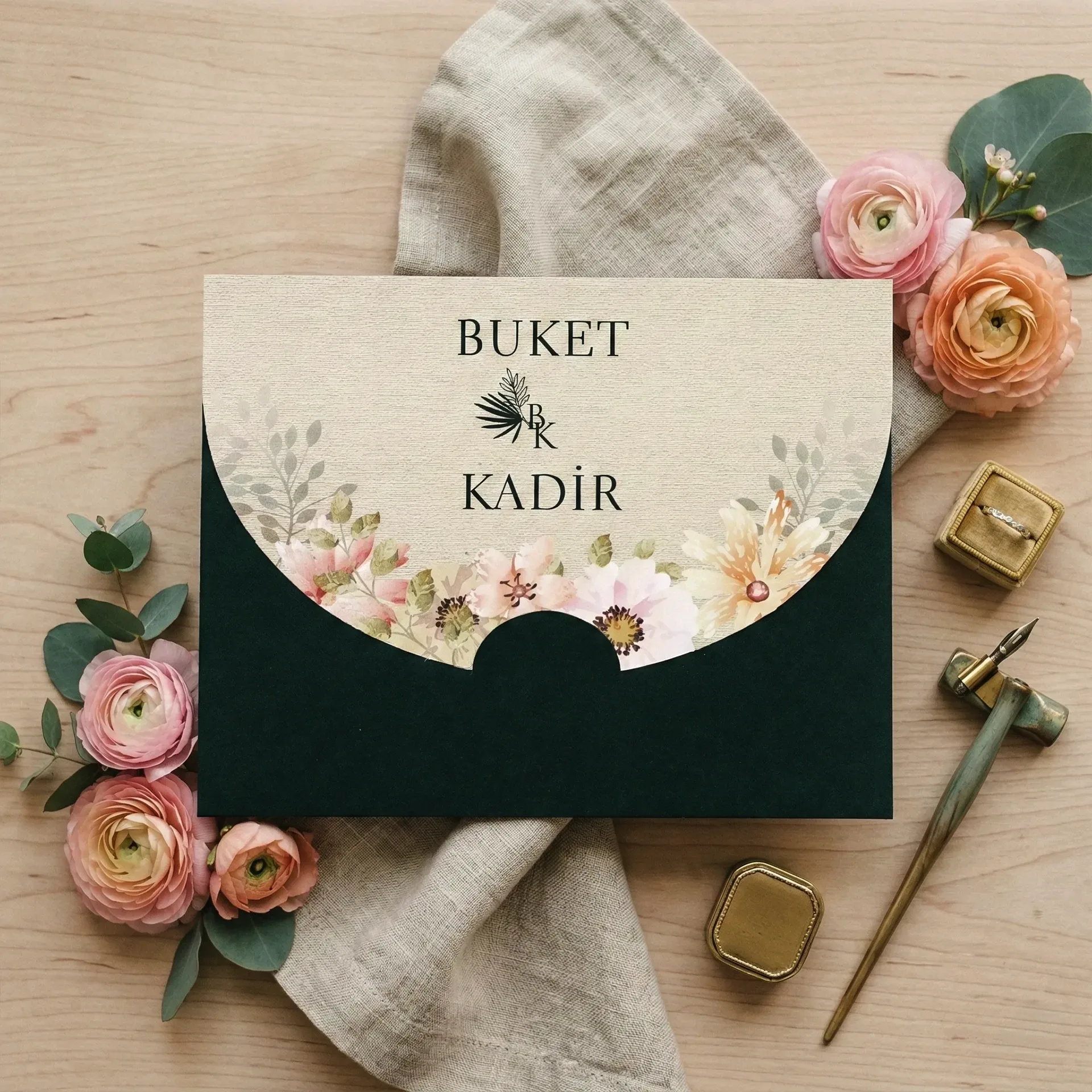 Çiçekli Romantik Davetiye