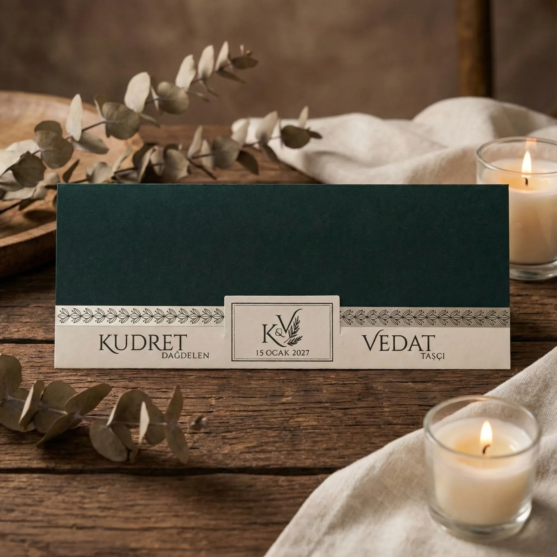 Modern Minimal Yeşil Davetiye