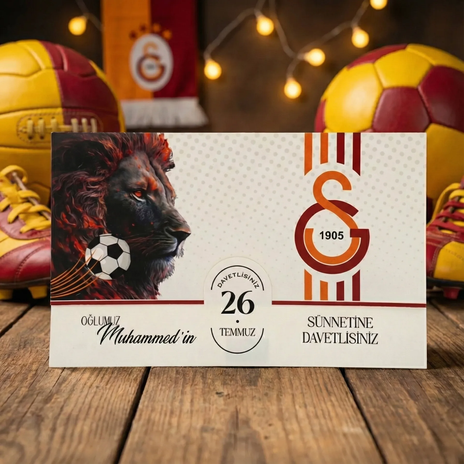 Galatasaray Aslan Desenli Sünnet Davetiyesi